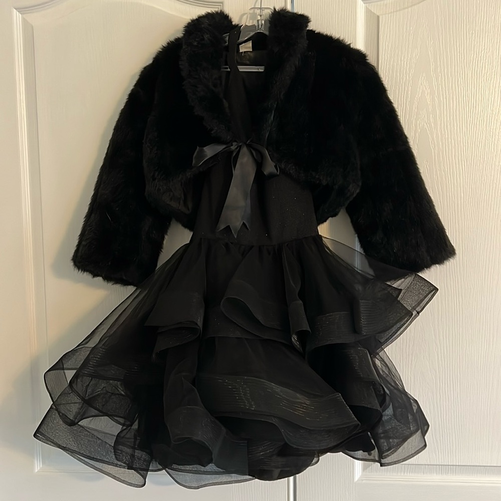 Vienna Hoco formal dress and faux fur jacket